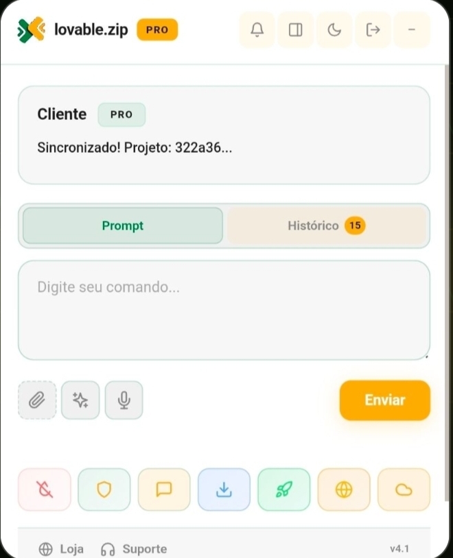 Interface da extensão lovable.zip